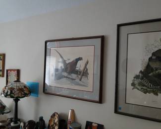 Framed wildlife art, also included in the sale