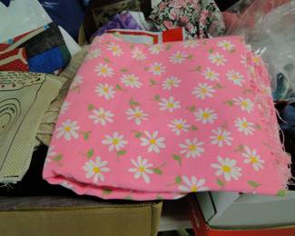Pink and white floral fabric