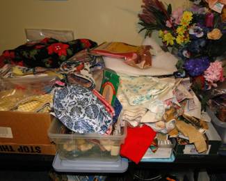 Pieces of fabric in squares, and samples
