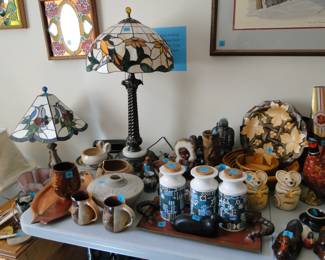 We also have tall stained glass table lamps as well