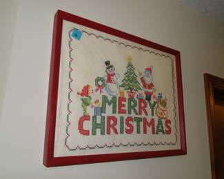 Cross stitched Merry Christmas