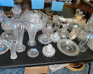 More cut glass, crystal, and pressed glass too
