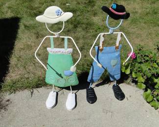 Couple of cute metal garden sculptures