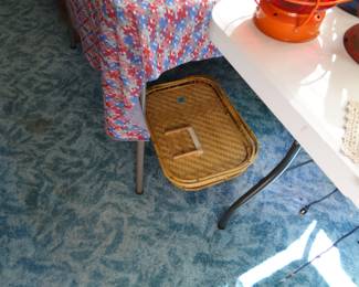 Bamboo serving trays, under table, 50% off, notice any type of pattern going on here