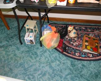 Bag of hats, a throw, rug and much much more, be sure to look up and down and all around, because treasures abound!