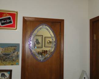 Oval stained glass mirror