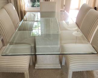 Glass dining table and 2 chairs