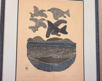 Pitseolak Ashoona “Birds Over Malik” Inuit art