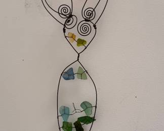 Wire, beach glass mermaid wall art