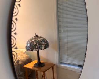 Etched oval art deco mirror