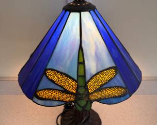 Dragonfly stained glass lamp
