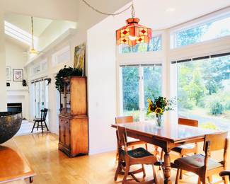 Beautiful maple dining set with needlepoint chairs