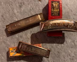 Collection of vintage harmonicas