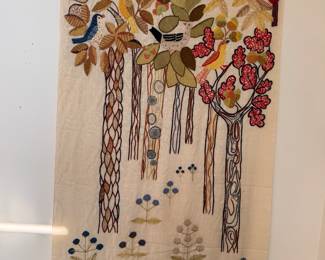 Substantial vintage stitched wall art, 1970s