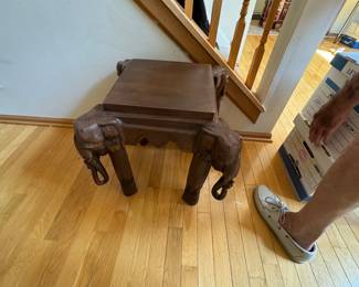 Carved wooden elephant stool
