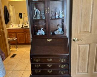 Secretary hutch - for sale as well as all items inside - several lladros
