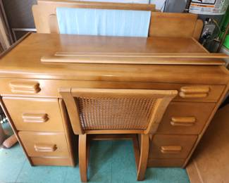 Heywood Wakefield desk/vanity, chair and mirror frame