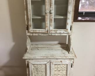 Cottage chic cabinet. Bottom doors tin panels