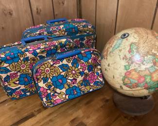 Vintage flower power luggage made in Japan