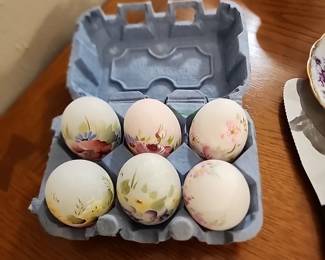 Set of 6 Hand painted alabaster eggs