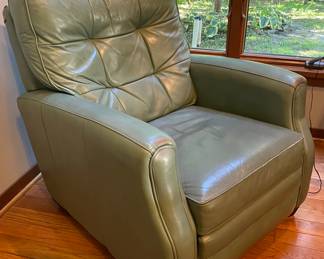Light green leather recliner