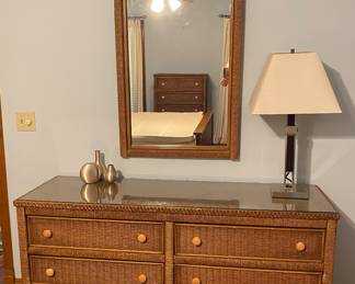 6-drawer wicker dresser & matching mirror by Lane, one of two matching lamps
Bedroom #2
