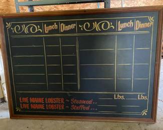 Vintage restaurant menu/price board