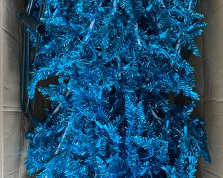 Turquoise tinsel Christmas tree