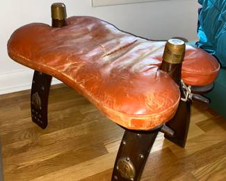 Egyptian leather camel saddle stool