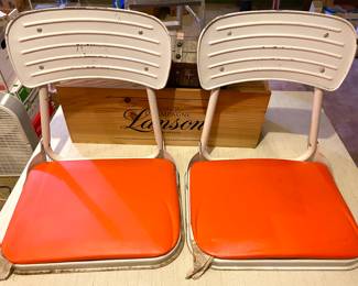 Vintage metal folding stadium seat and cushions