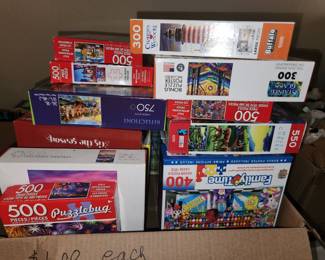 Large assortment of puzzles