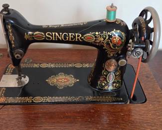 Working 1910 Singer Red Eye with treadle and cabinet