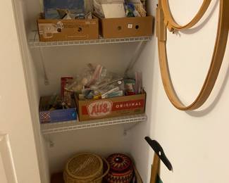 Vintage sewing boxes, notions, lace, trim, etc.