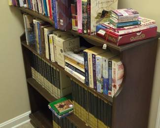 World Book Encyclopedia, World Craft, World Year books, quilting books, lots of fiction hard and soft back, cookbooks, quilt magazines