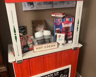 Hot chocolate stand! Kid sized! All kinds of accessories (priced separately). What a great holiday tradition!
