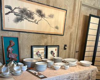 Arita pattern. Mfg. Fukagawa 97pieces. Signed brush painting.