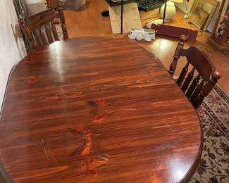 Solid wood, kitchen table, and matching chairs