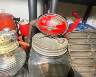 Dazey No.8 Red top glass butter churn