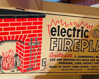 Vintage Gersten Industries Cardboard Electric Christmas Fireplace