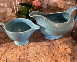 Fiesta Ware Gravy boat, creamer (we have the sugar not shown)