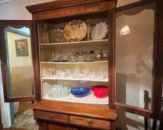 Vintage Solid Wood China hutch with storage and drawers
