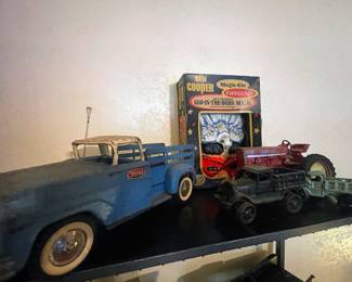 1960's Tonka Stake Truck and Tonka Farms Horse Trailer