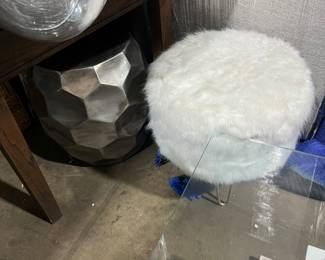 White fuzzy stool $35