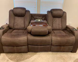 Electric recliners with optional folding middle seat