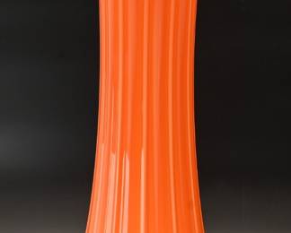 Vintage Fire Orange Swung Glass Vase