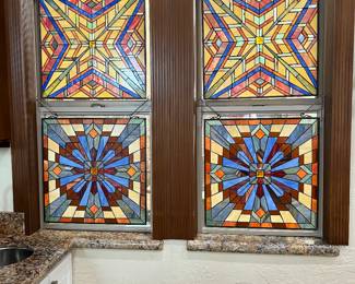 Four panels of stained glass
