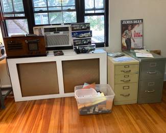 Many metal file cabinets in various sizes