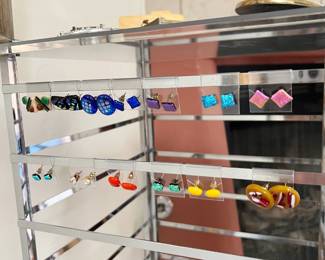 Handmade dichroic glass earrings