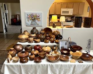 An outstanding collection of handcrafted wooden bowls made of a variety of domestic & exotic woods.