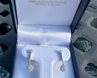 New- .75tw Diamond Drop Halo Earrings in 14kw White Gold from Maneke (original price $935) ** will be located at checkout table**